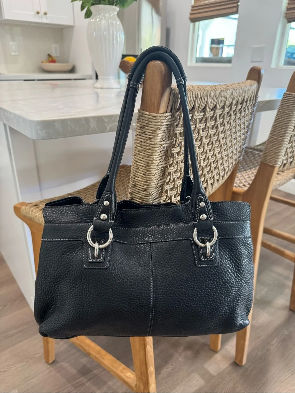 Coach Penelope Y2K Black Pebbled Leather Satchel Shoulder HandBag Purse #F14686